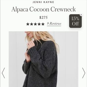 Jenni Kayne Alpaca Cocoon sweater Charcoal Medium